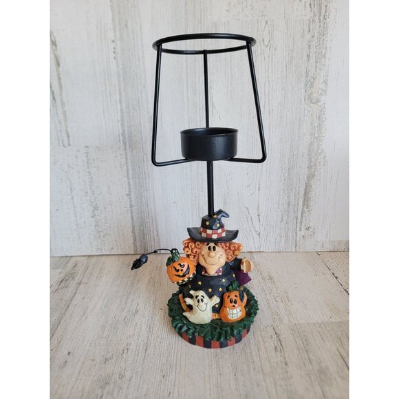 Vintage rustic witch tealight candle Halloween home decor holder - Picture 1 of 8
